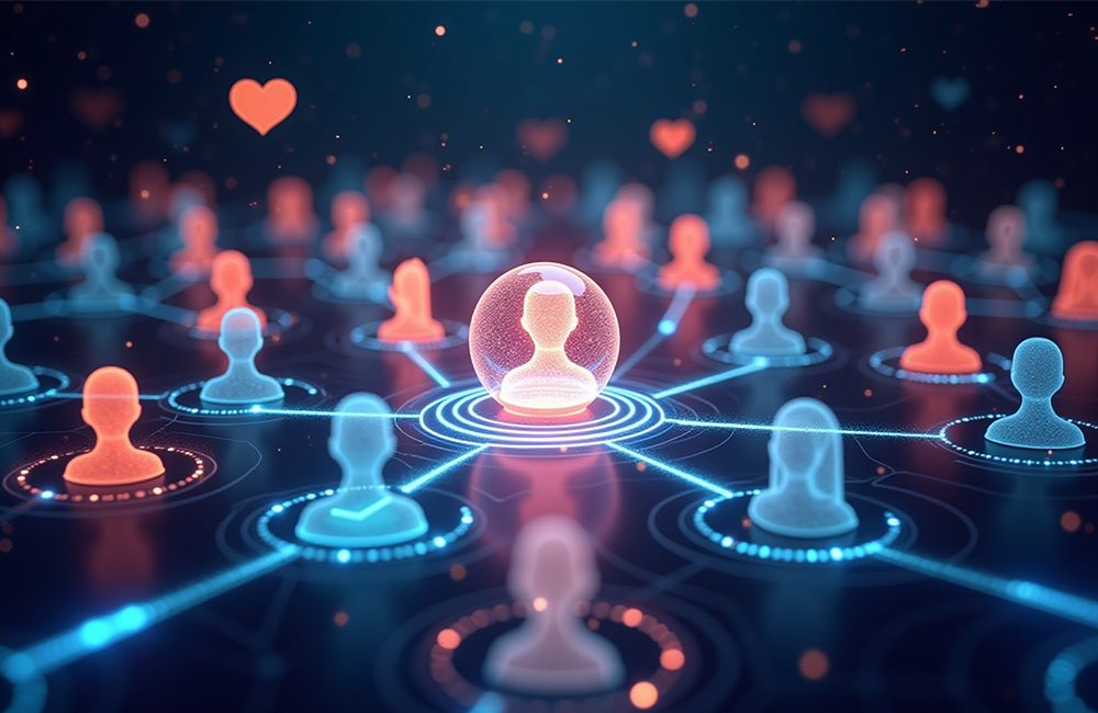 comunidad de redes sociales representada por imagen creada con IA